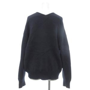 PLST 美品 24AW ミドルゲージ Vネックセーター ウール M 紺 ネイビー 12-4401025 /YJ