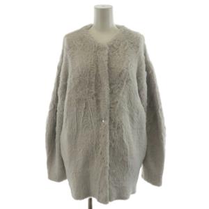 NAVY 23AW フェザーヤーン カーディガン ノーカラー F 水色 ライトブルー GGZ1032205A0016