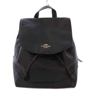 ELLE BACKPACK エルバックパック リュックサック デイパック レザー ロゴ ワンポイント 黒