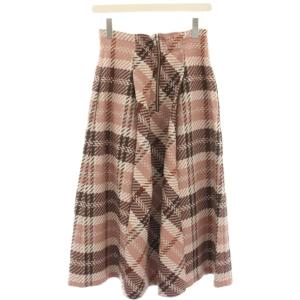 SNIDEL 24AW ロービングチェックロングスカート フレアスカート ラムウール混 マキシ 1 ピンク SWFS244085