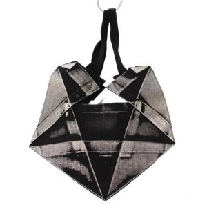 132 5. STANDARD BAG ハンドバッグ 柄 黒 シルバー /BM