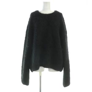 ニット セーター クルーネック 長袖 ウール S/XS 黒 ブラック シャギー 20-080-510-0005-3-0