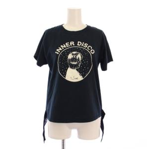 Tシャツ カットソー 半袖 クルーネック ロゴ プリント XS 黒 ブラック /BB