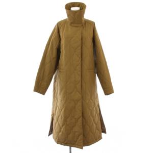 グースシェルキルティングコート 中綿 アウター ロング丈 ワンカラー 38 茶 ブラウン B5534FCT029