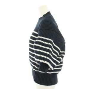 sacai 23SS ボーダー ボリュームスリーブクルーネックニット 1 ネイビー