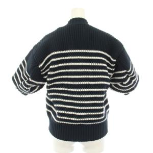 sacai 23SS ボーダー ボリュームスリーブクルーネックニット 1 ネイビー