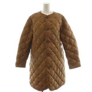 ダウンコート ロング丈 キルティング ノーカラー ナイロン アウター 14 茶 ブラウン 19A-KW-004