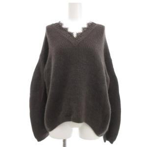 ラクーン衿レースプルオーバー ニット セーター Vネック 長袖 F グレー SWNT245010 /NU