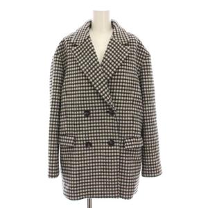 24AW ウールオーバージャケット チェック アウター 1 黒 ブラック 白 ホワイト SWFJ245003
