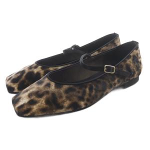 24AW スクエアソフトメリージェーン パンプス レオパード 24cm 茶色 ブラウン 24172820321930