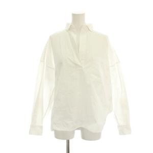 シャツ ブラウス 長袖 F 白 ホワイト スキッパー ドット柄 TAHS-352-01 /RR