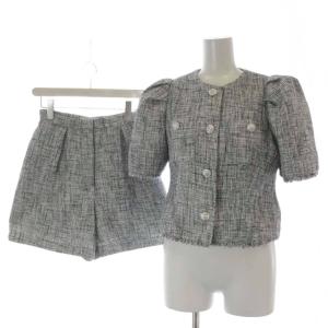 22AW ファンシーツイード ジャケット ショートパンツ セットアップ 36 グレー /TK