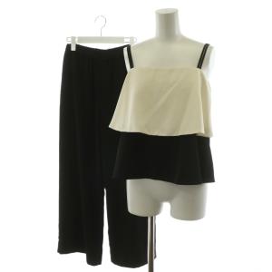 24SS キャミセットワイドパンツ セットアップ キャミソール バイカラー 36 黒 ブラック 白 ホワイト