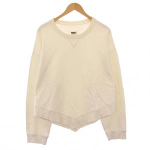 スウェット トレーナー 長袖 クルーネック ショート丈 無地 ワンカラー L 白 ホワイト /BB