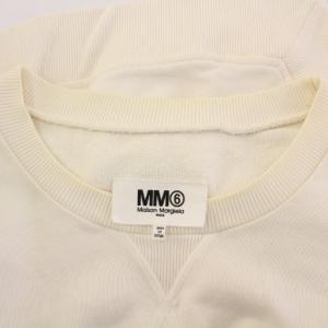MM6 Maison Margiela スウェット トレーナー 長袖 クルーネック ショート丈 無地 ワンカラー L 白 ホワイト /BB