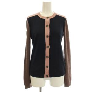 NAVY ニット カーディガン シルク混 ウール 長袖 S ネイビー ピンク KRJNHM0018 /G