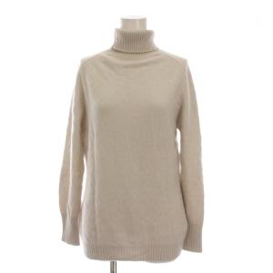 ニット セーター カシミヤ 長袖 40 ライトグレー タートルネック /YM