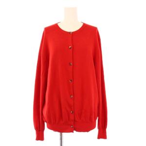 クルーネックカーディガン ニット 長袖 ストレッチ 薄手 ワンカラー F 赤 レッド 22080500802010