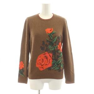 ニット セーター 長袖 ウール混 9 ブラウン オレンジ バラ 689107-2B /RR