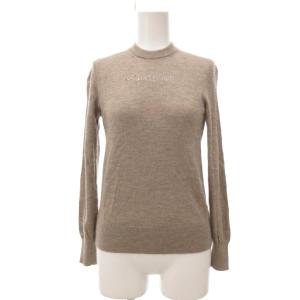 美品 ニット カシミヤ シルク混 ラインストーン 9 ベージュ 長袖 /YJ