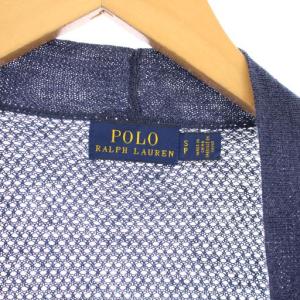 POLO RALPH LAUREN ニットカーディガン 長袖 ロング丈 前開きトッパー 編み込み 麻 リネン S 紺 ネイビー /BB