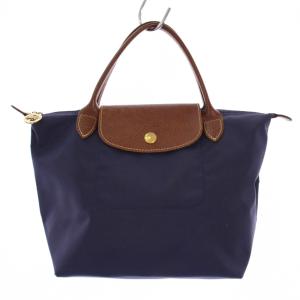 舟形 ハンドバッグ ナイロン レザー ネイビー /BM