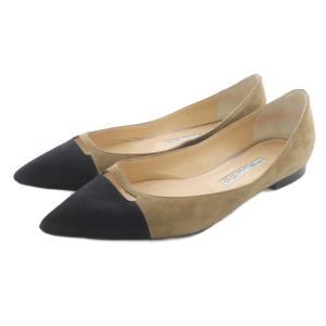 パンプス ポインテッドトゥ スエード 38 茶色 ブラウン 黒 ブラック /SR