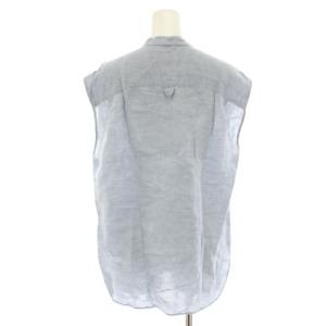 MARGARET HOWELL 21AW ソフトリネン SOFT LINEN シャツ ブラウス ノースリーブ 麻 リネン 2 水色 ライトブルー