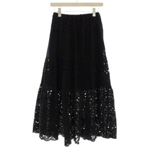 23AW コットンレースティアードスカート カットレース ロング スカート 36 黒 ブラック 23060900090030