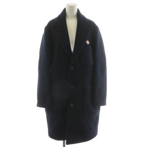 チェスターコート ロング丈 ロゴ ワッペン ウール アウター 38 紺 ネイビー JD-8991 /AN33