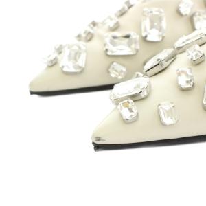 JIL SANDER ビジュートリムフラットシューズ パンプス ポインテッドトゥ レザー ビブラムソール 白 ホワイト /YT