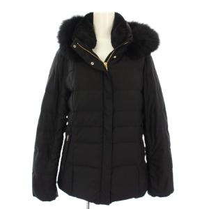 フーデットファーショートダウンコート フォックスファー アウター 36 黒 127-97005 /TK