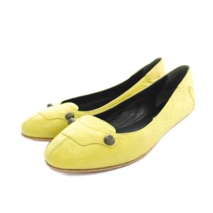 フラットシューズ レザー スタッズ ビブラムソール 36.5 黄 イエロー 340931 /YT