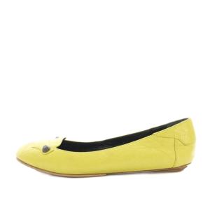 BALENCIAGA フラットシューズ レザー スタッズ ビブラムソール 36.5 黄 イエロー 340931 /YT