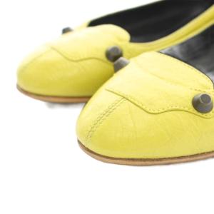 BALENCIAGA フラットシューズ レザー スタッズ ビブラムソール 36.5 黄 イエロー 340931 /YT