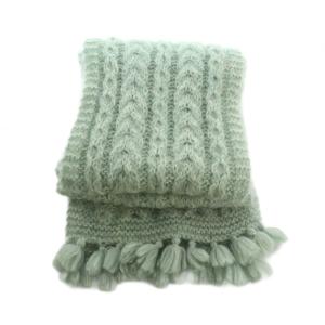 Bilitis dix-sept ans マフラー ニット モヘヤ ナイロン混 ウール混 ライトブルー 白 /MI