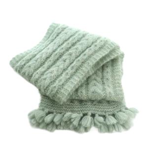 Bilitis dix-sept ans マフラー ニット モヘヤ ナイロン混 ウール混 ライトブルー 白 /MI