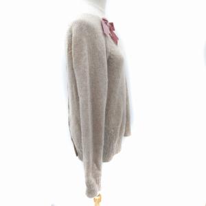 Bilitis dix-sept ans ニットチュニック 長袖 リボン モヘヤ ウール混 ベージュ /SM20