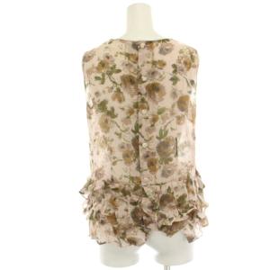 leur logette ブラウス シャツ ノースリーブ シアー 花柄 プリント フリル バックボタン 1 ピンク P-0058