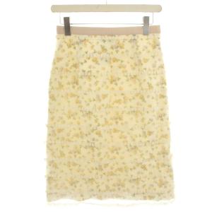 タイトスカート ひざ丈 花柄 プリント レース 1 アイボリー 04204 /HN