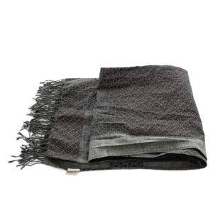 JURGEN LEHL ストール フリンジ 総柄 コットン グレー /AN39