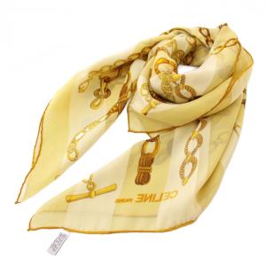 スカーフ 正方形 総柄 シルク 黄色 イエロー /BB OH