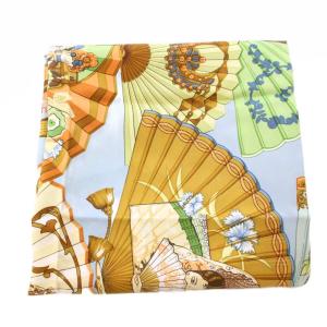 LOEWE スカーフ 正方形 シルク 総柄 青 ブルー マルチカラー /BB OH