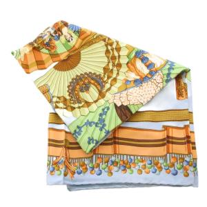 LOEWE スカーフ 正方形 シルク 総柄 青 ブルー マルチカラー /BB OH