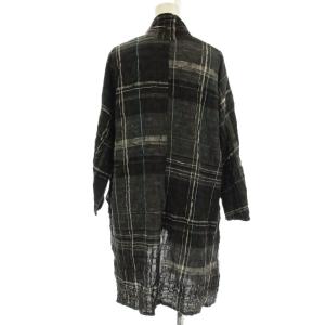 JURGEN LEHL カーディガン プリーツ加工 チェック柄 七分袖 M 黒 グレー J0192FJ701 /G