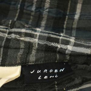 JURGEN LEHL カーディガン プリーツ加工 チェック柄 七分袖 M 黒 グレー J0192FJ701 /G