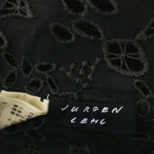JURGEN LEHL リネン100％ カットレース カーディガン 七分袖 麻 M 黒 ブラック /G