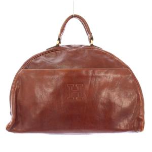 ボストンバッグ ハンドバッグ レザー Hロゴ ワンカラー 茶 ブラウン /BB