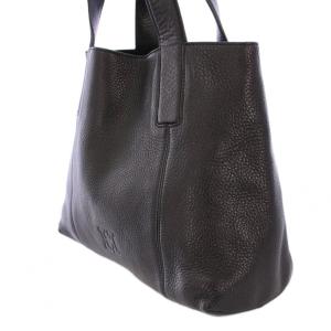 HIROFU トートバッグ ハンドバッグ レザー Hロゴ ワンカラー 黒 ブラック /BB