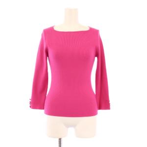 25SS スクエアネックリブニットプルオーバー 七分袖 ストレッチ ワンカラー F ピンク CWNT251035